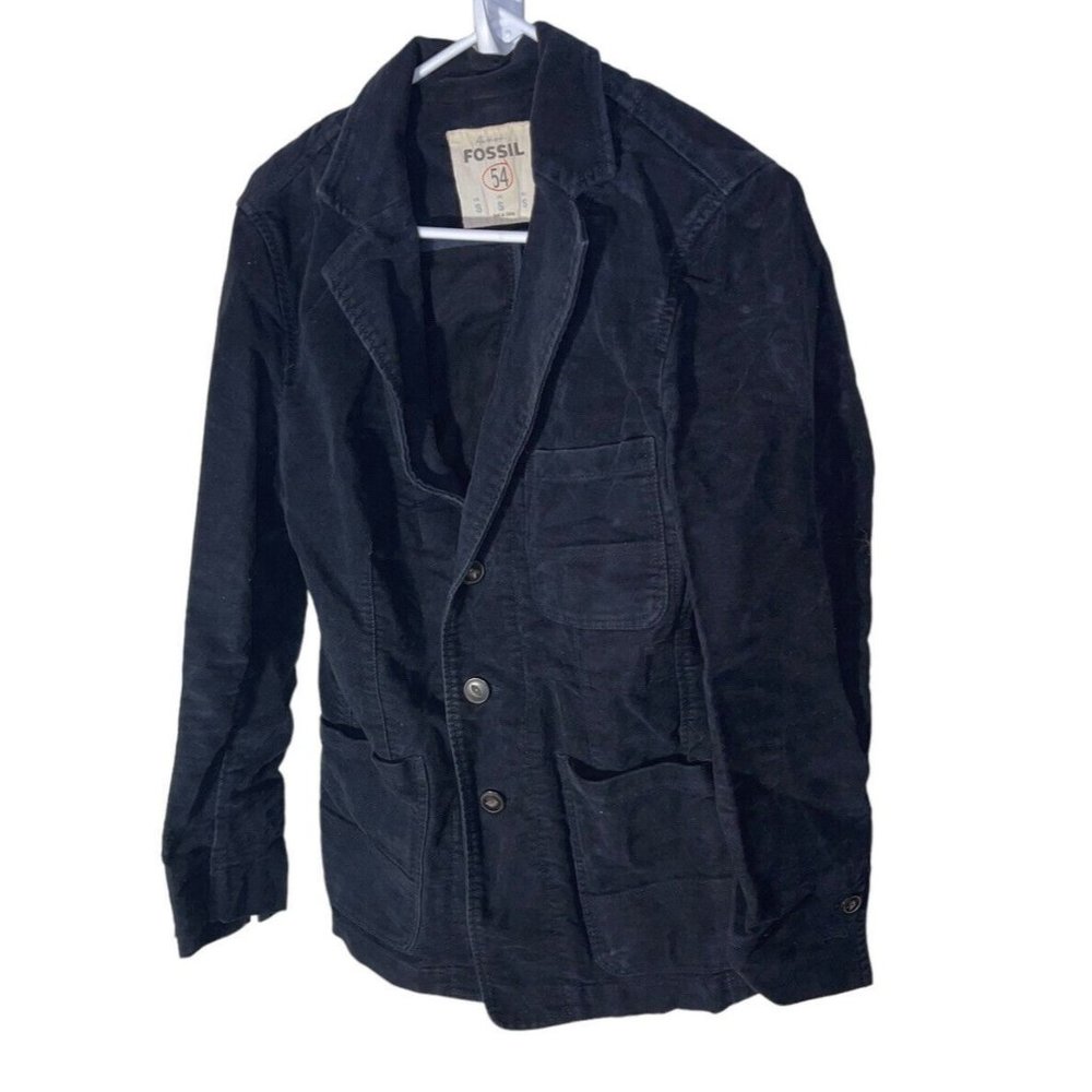 Vintage Fossil Womens 3 Button Blazer Size Small Black 100% Cotton READ